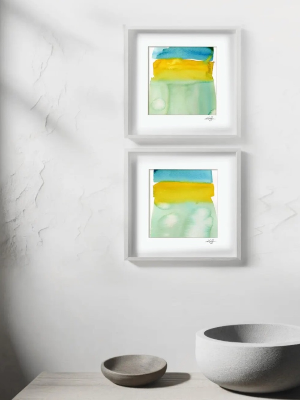 Set of 2 Abstract Zen Meditative artworks, Watercolor - Meditations Set 1